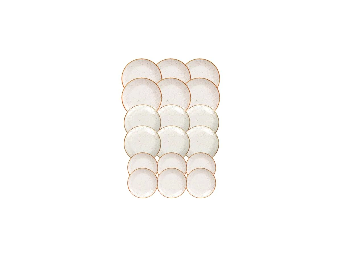 Aparelho de Jantar Jogo de Pratos Rasos, Fundos e Sobremesa Barô by Tramontina Rústico Marrom Porcelana Decorada 18 Peças