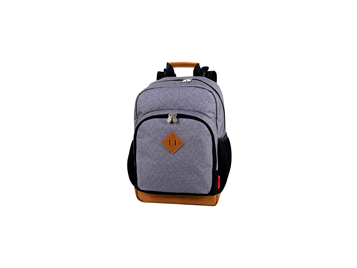 Mochila Maternidade Fisher-Price FastFinder Cinza Mescla com Bolsos Térmicos