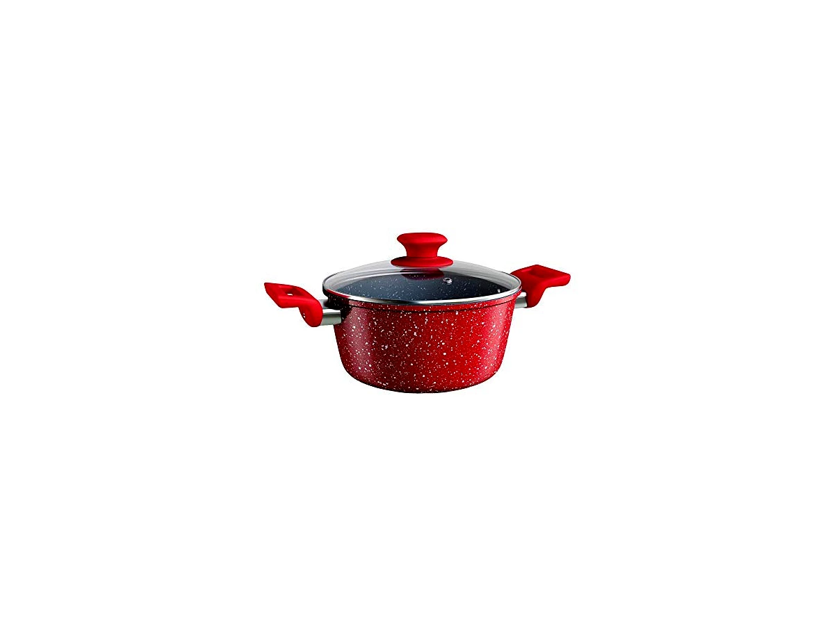Caçarola Euro Home ColorStone com Tampa de Vidro 22 cm 4L Cor Volcano (Ref: ALU8600-VO)