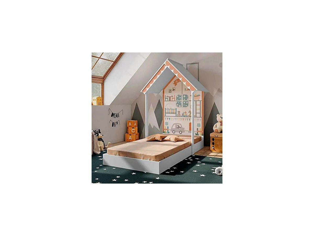 Cama Infantil Montessoriana Cabana Prime Pura Magia Branco Acetinado