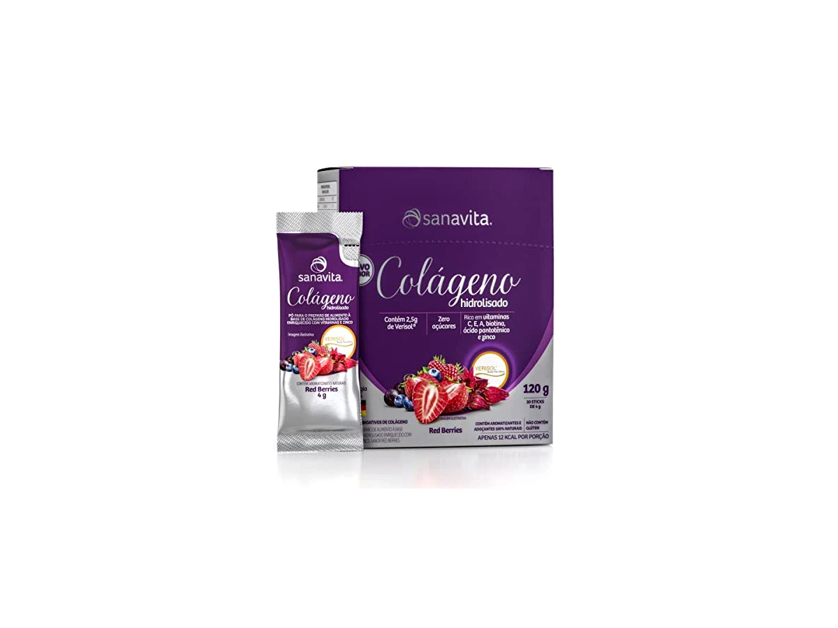 Colágeno Hidrolisado Verisol com Ácido Hialurônico Sabor Frutas Vermelhas 270g - Sanavita