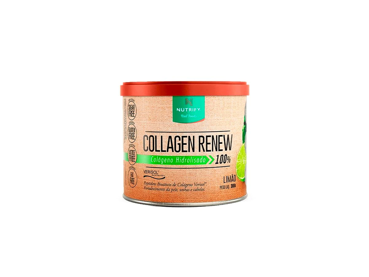 Collagen Renew Verisol + Ácido Hialurônico Sabor Limão Siciliano Pote 300g - Nutrify