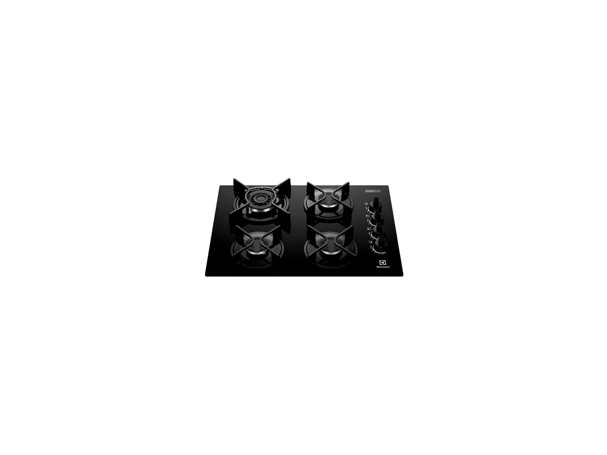 Electrolux Experience KE4GC, 4 bocas a gás, vidro preto, tripla chama, bivolt — não confundir com o KE5GC de 5 bocas