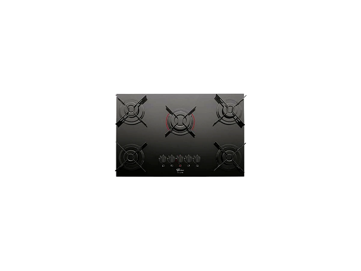 Fischer Fit Line 5Q 26343-57174 — cooktop a gás com 5 bocas, vidro preto, bivolt; não confundir com 26342-57175 de 4 bocas