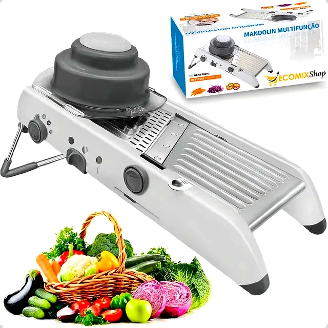 teste Cortador de Legumes Ecomixshop Profissional Inox Mandolin