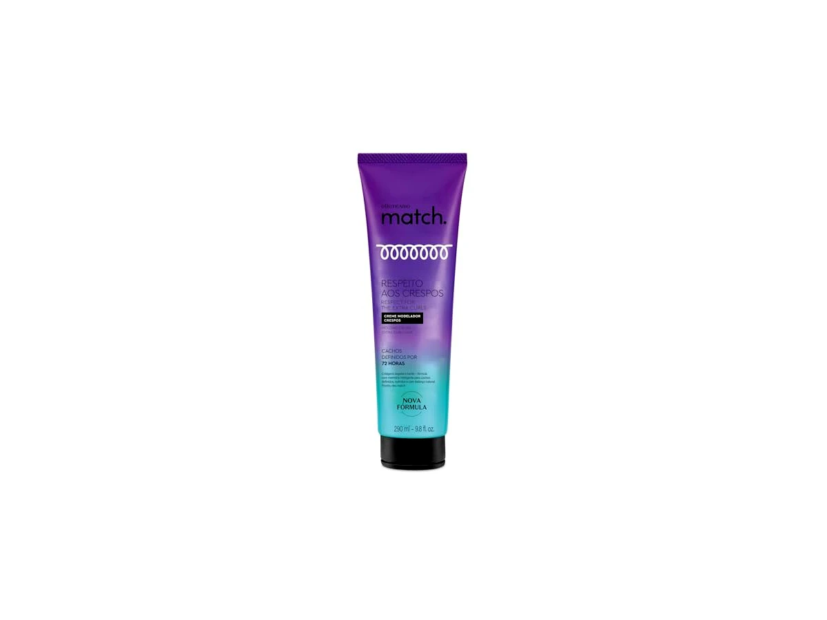 Creme Modelador O Boticário Match Respeito aos Cachos Cabelos Crespos 290ml