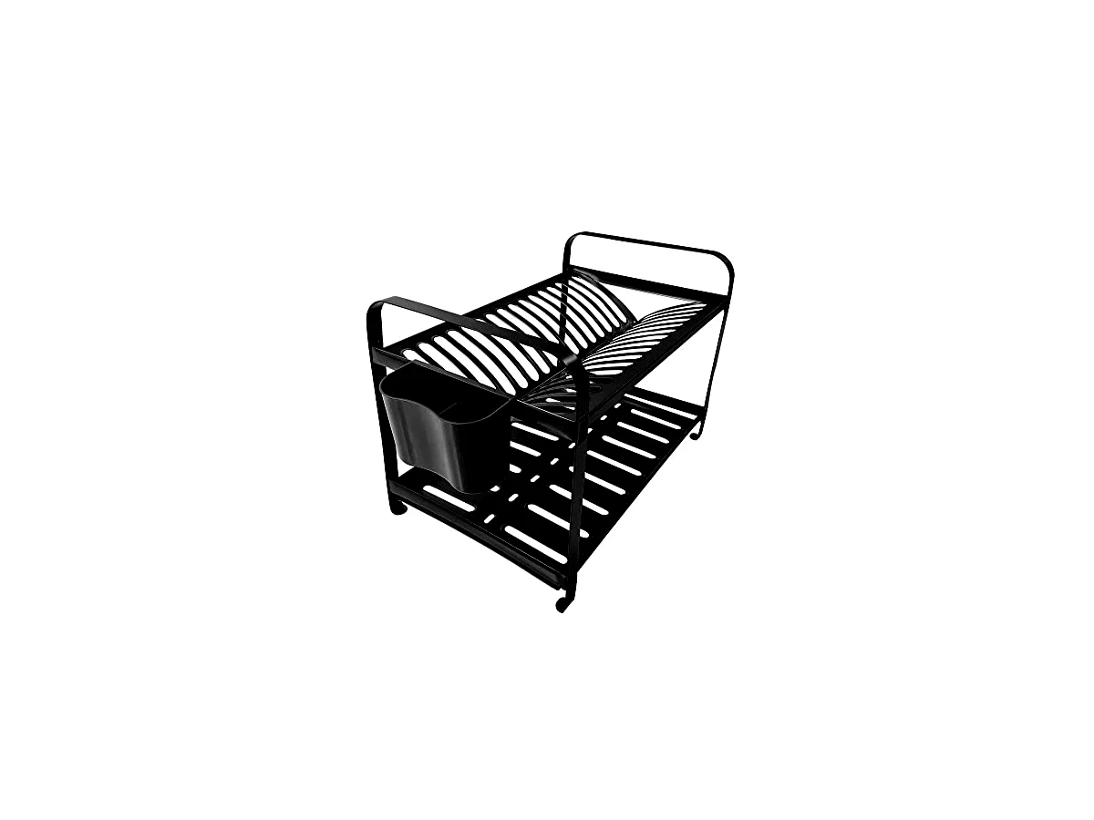 Escorredor de Louças Mak Inox 16 Pratos Montado com Porta-Talheres Preto (Ref. 0416P)