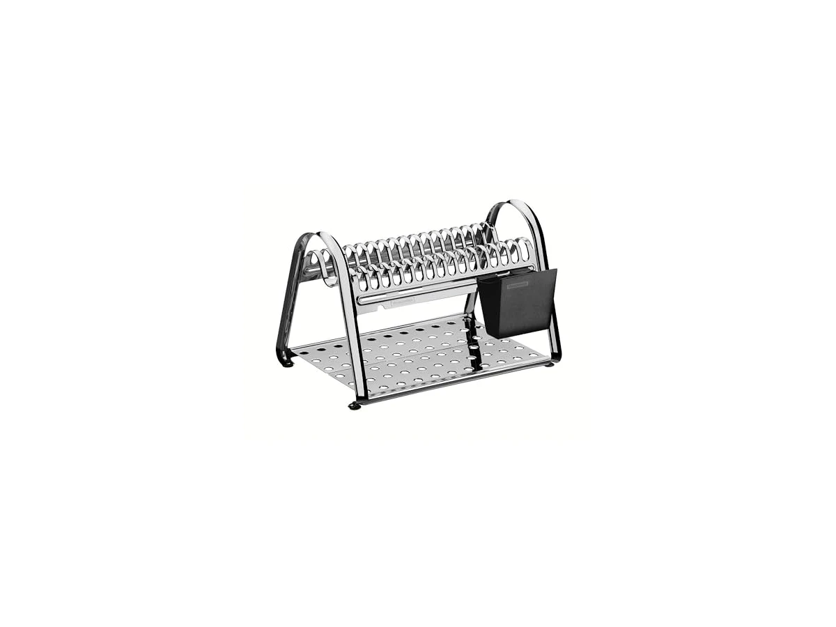 Escorredor de Louça Tramontina Ciclo Aço Inox com Porta-Talheres Preto (Ref. 61530/010)