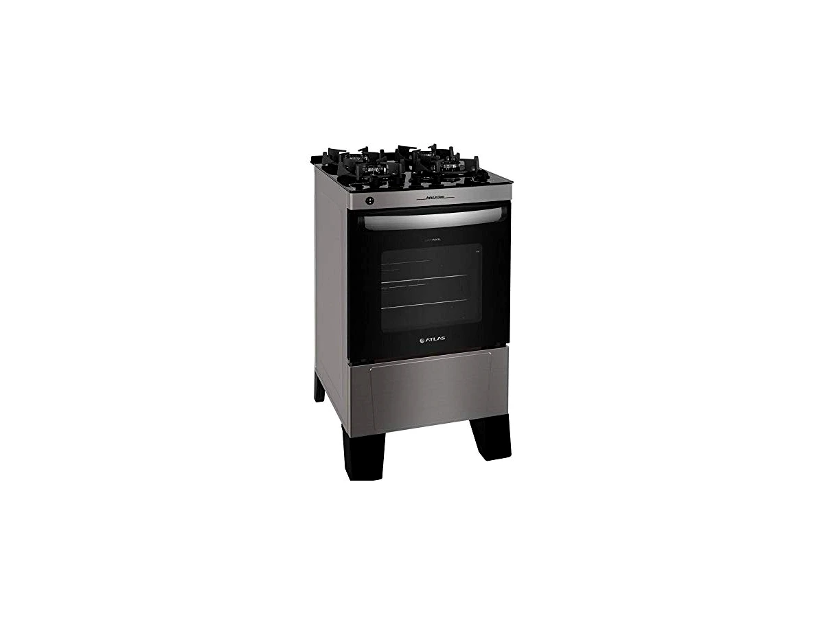 Fogão Atlas 4 Bocas Inox com Mesa de Vidro Temperado Agile Glass