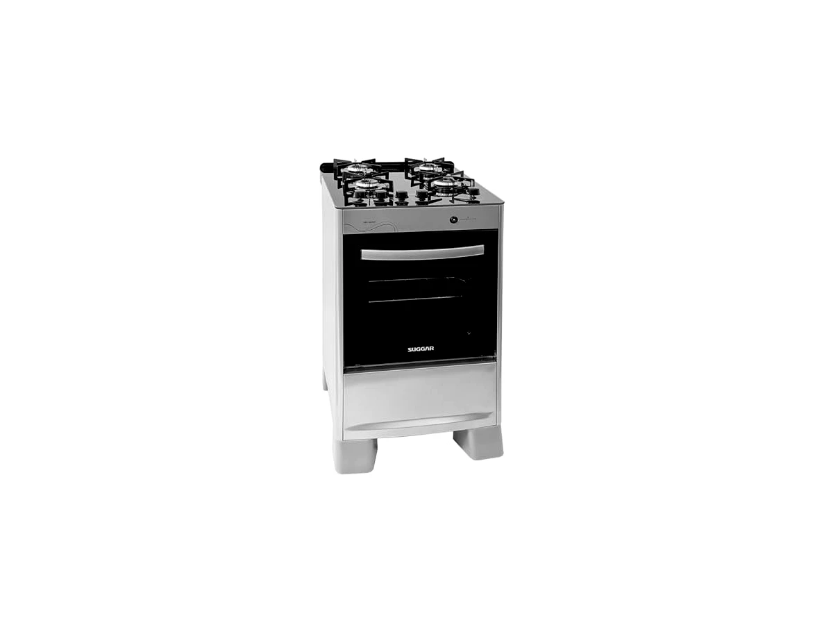 SUGGAR FOGÃO NEO GLASS PRATA MESA DE VIDRO 4 BOCAS TREMPE 6 APOIOS ACENDIMENTO AUTOMÁTICO FGVNG410PRIX