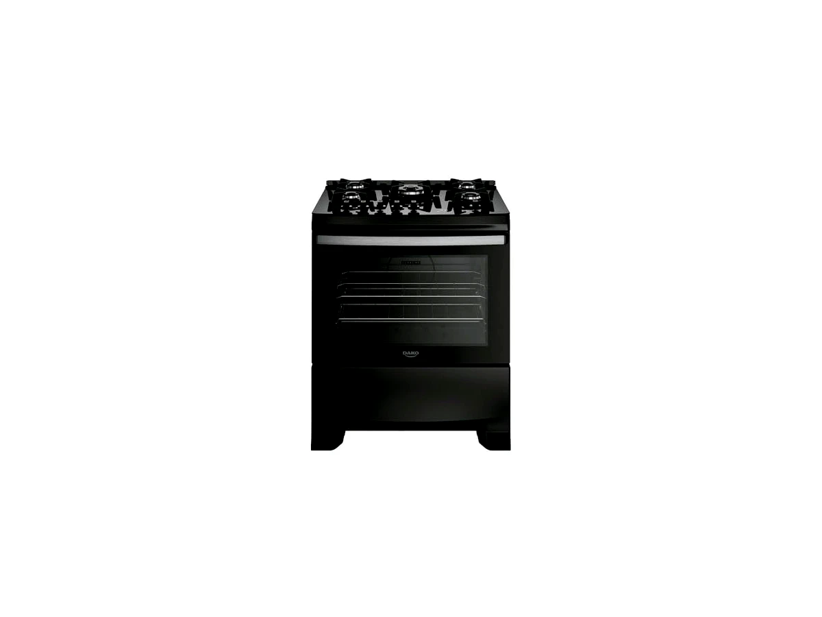 Fogão 5 Bocas Dako Supreme Black Glass com Timer Digital e Mesa de Vidro Preto Bivolt