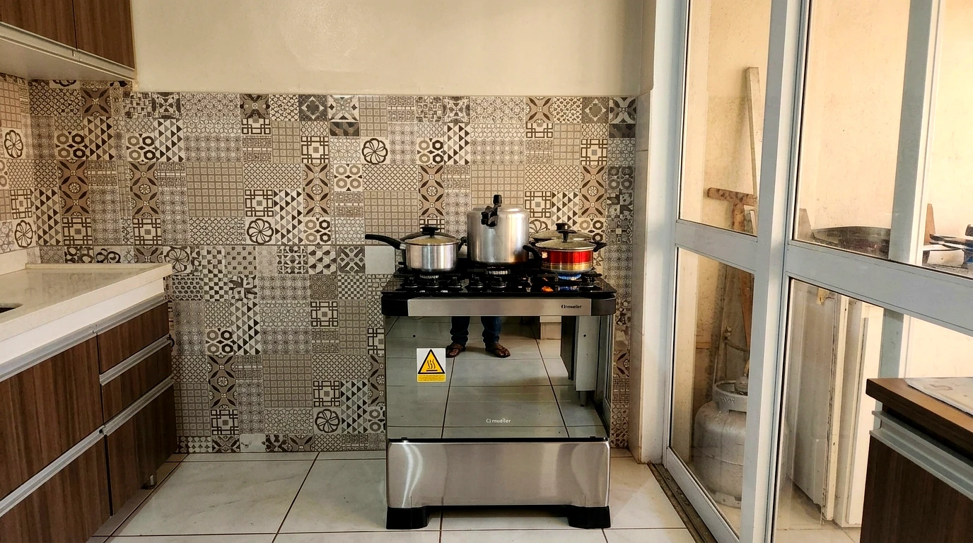 teste do Fogão Mueller 5 Bocas Decorato Vetro