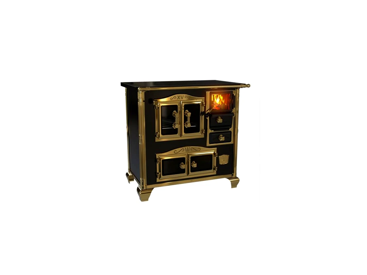 Fogão a Lenha Princess N°1 Premium Preto Gold Saída Esquerda