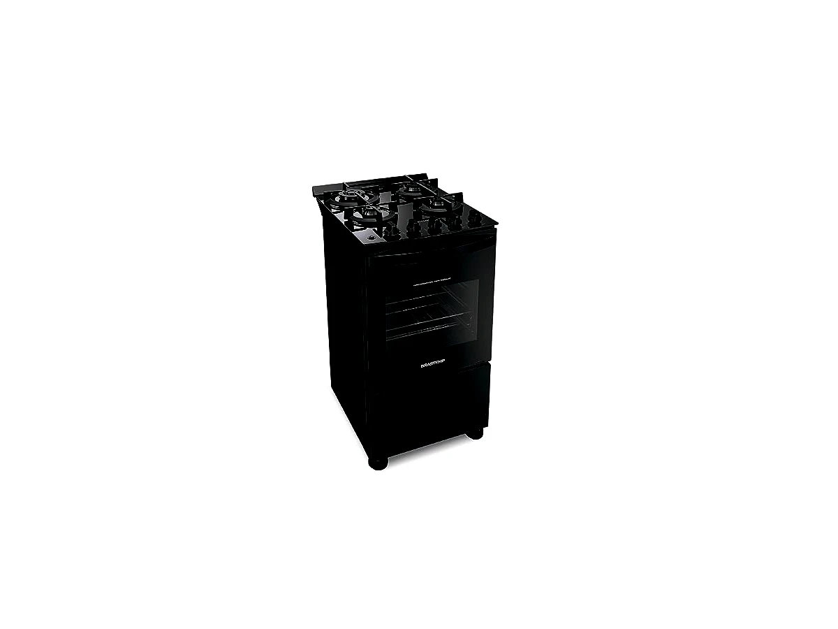 Fogão Brastemp 4 Bocas Preto com Mesa de Vidro e Dupla Chama - Modelo BFO4XAE