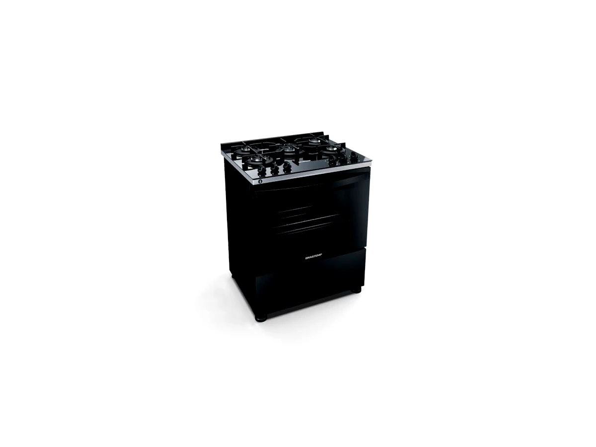 Fogão Brastemp 5 Bocas Preto Com Mesa de Vidro e Turbo Chama - Modelo BFS5VCE