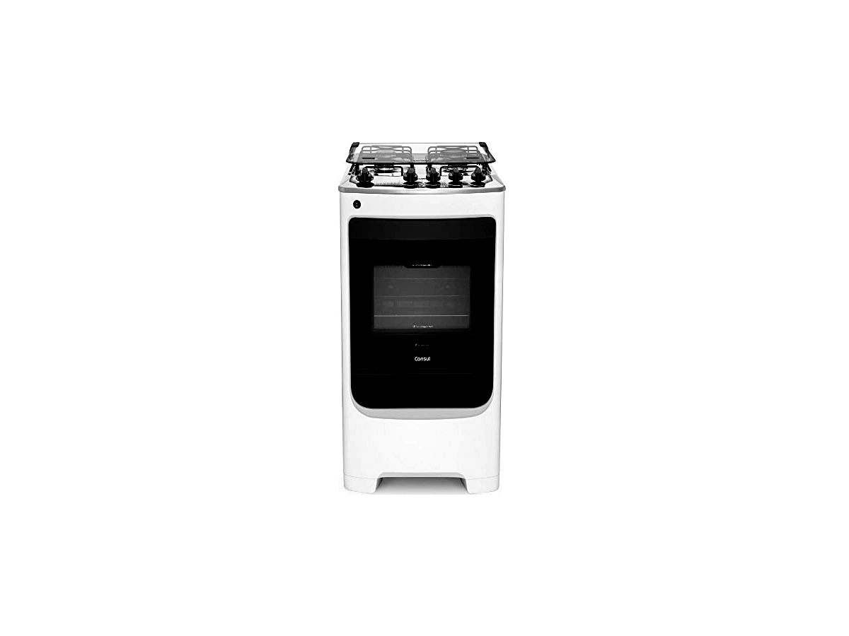 Fogão Consul 4 Bocas Branco com Mesa de Inox (CFO4NAB)