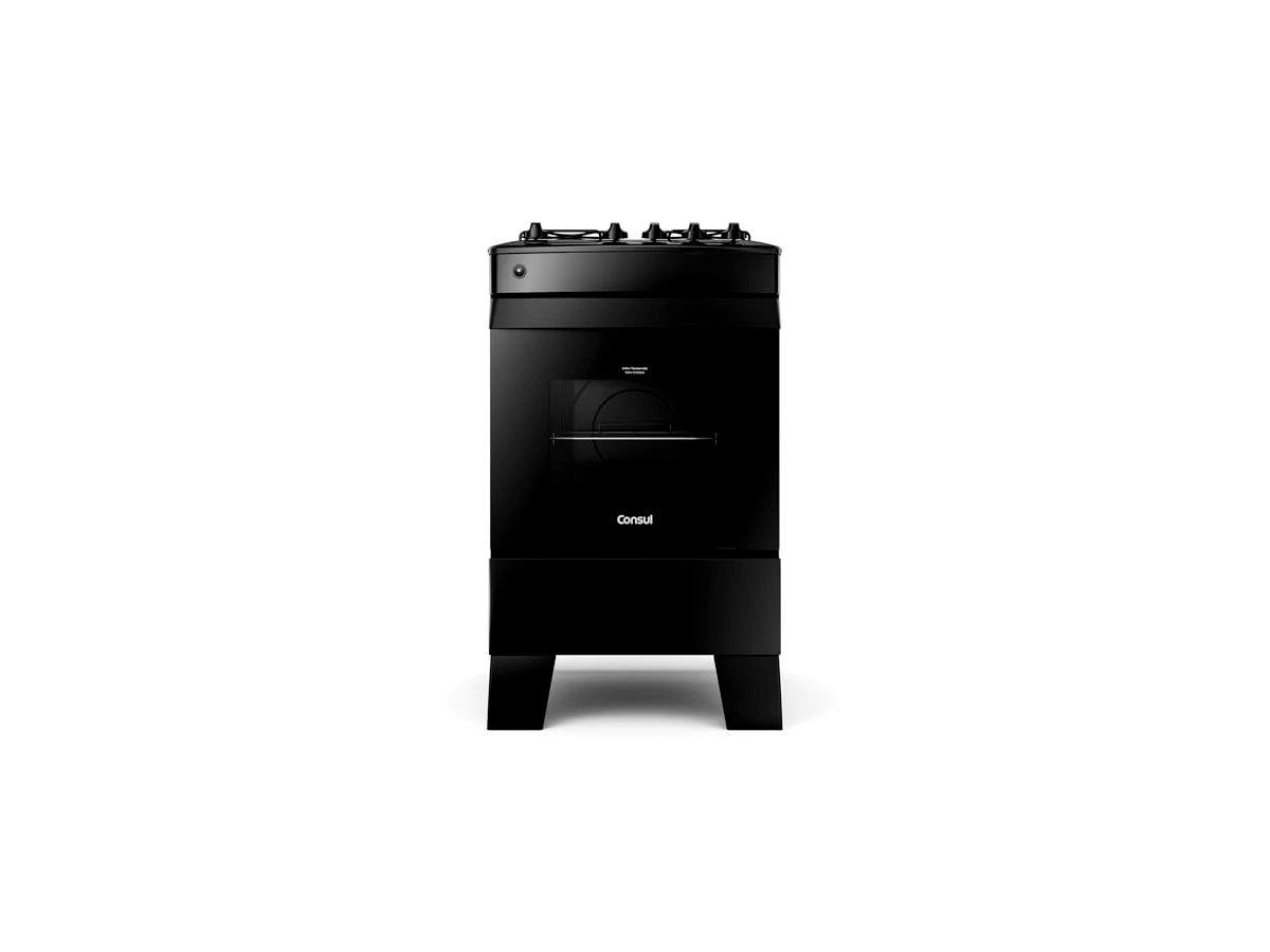 Fogão Consul 4 Bocas Preto com Mesa Esmaltada (CFO4ZAE)