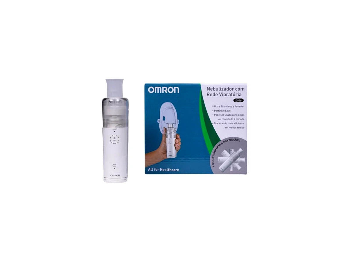 OMRON Inalador Nebulizador Rede Vibratória Elite Portátil NE-U100