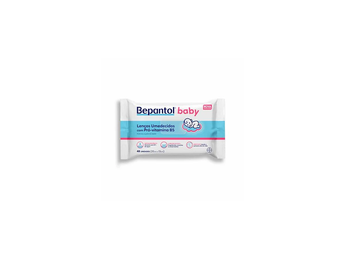 Lenços Umedecidos Bepantol Baby Hidratação Profunda com Pró-Vitamina B5 (48 unidades)