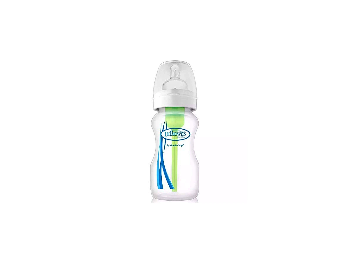 Mamadeira Dr. Brown's Options+ Boca Larga Anti-cólica em Polipropileno 270ml com Bico de Silicone Nível 2