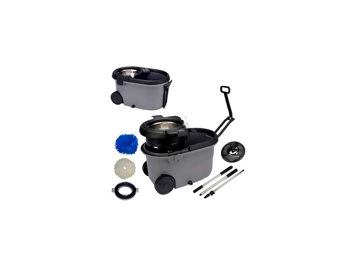 Mop Giratório Perfect Pro 360 com Rodinhas e Cesto em Inox 16 Litros