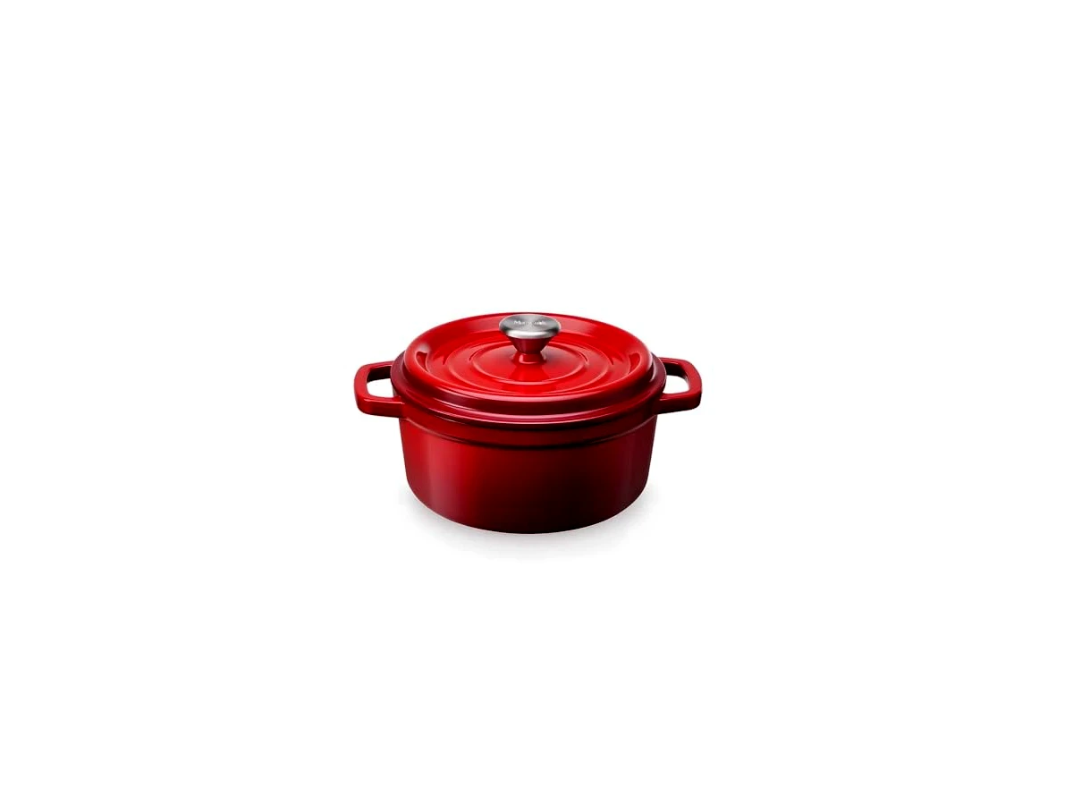 Caçarola de Ferro Fundido com Tampa Vermelha 26cm 4.8L