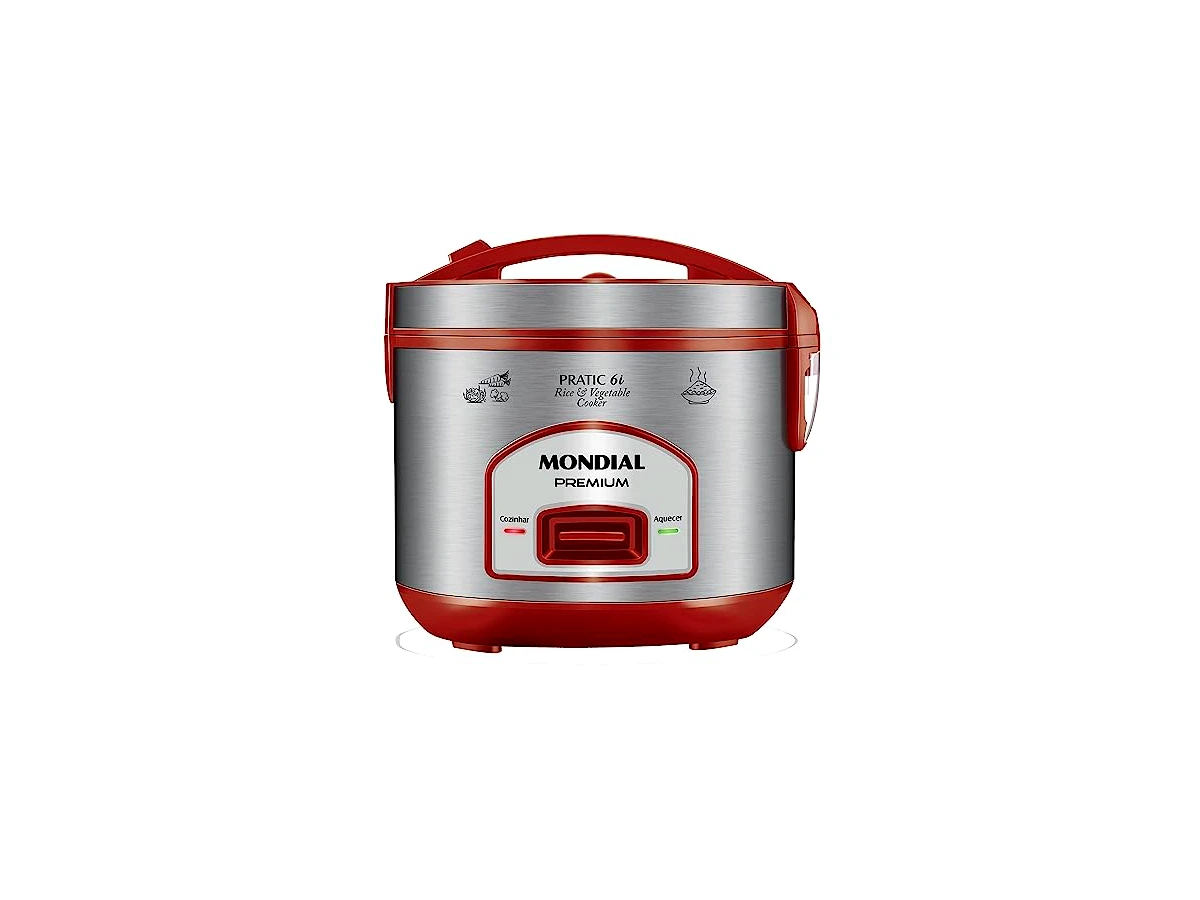 Panela Elétrica de Arroz Mondial Pratic Rice 6 Premium Vermelho/Inox (PE-45-6X)