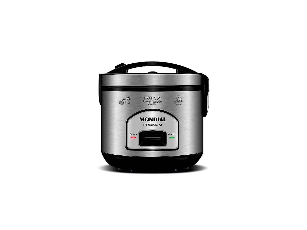 Panela Elétrica de Arroz Mondial Pratic Rice 6 Xícaras Inox Preto PE-43-6X