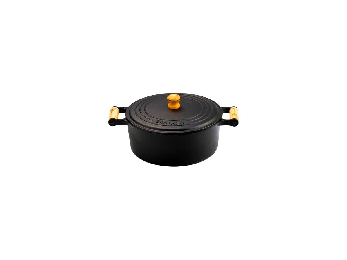 Caçarola de Ferro Fundido Panela Mineira com Tampa de Ferro 24 cm 4,0 L