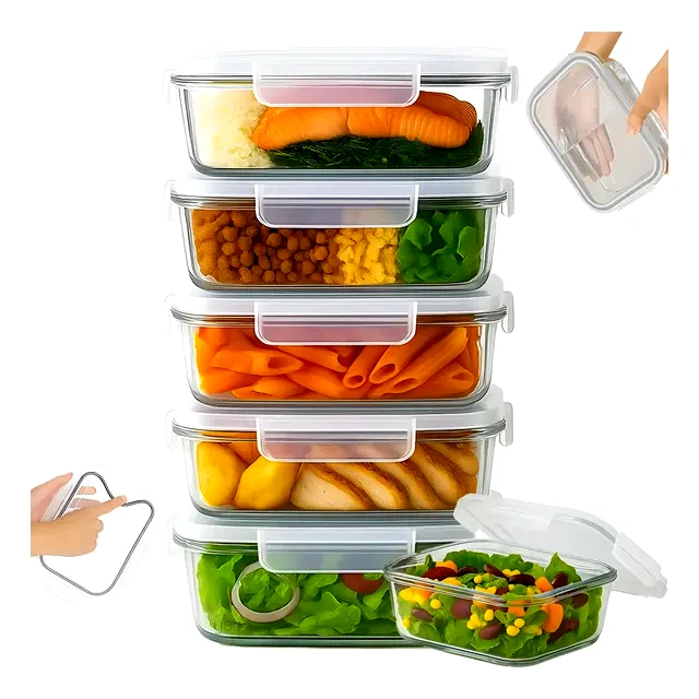 teste Kit 5 Potes Herméticos Yab Vidro 640ml