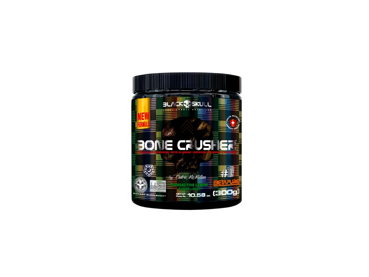 Pré-Treino Bone Crusher 300g Sabor Radioactive Lemon - Black Skull