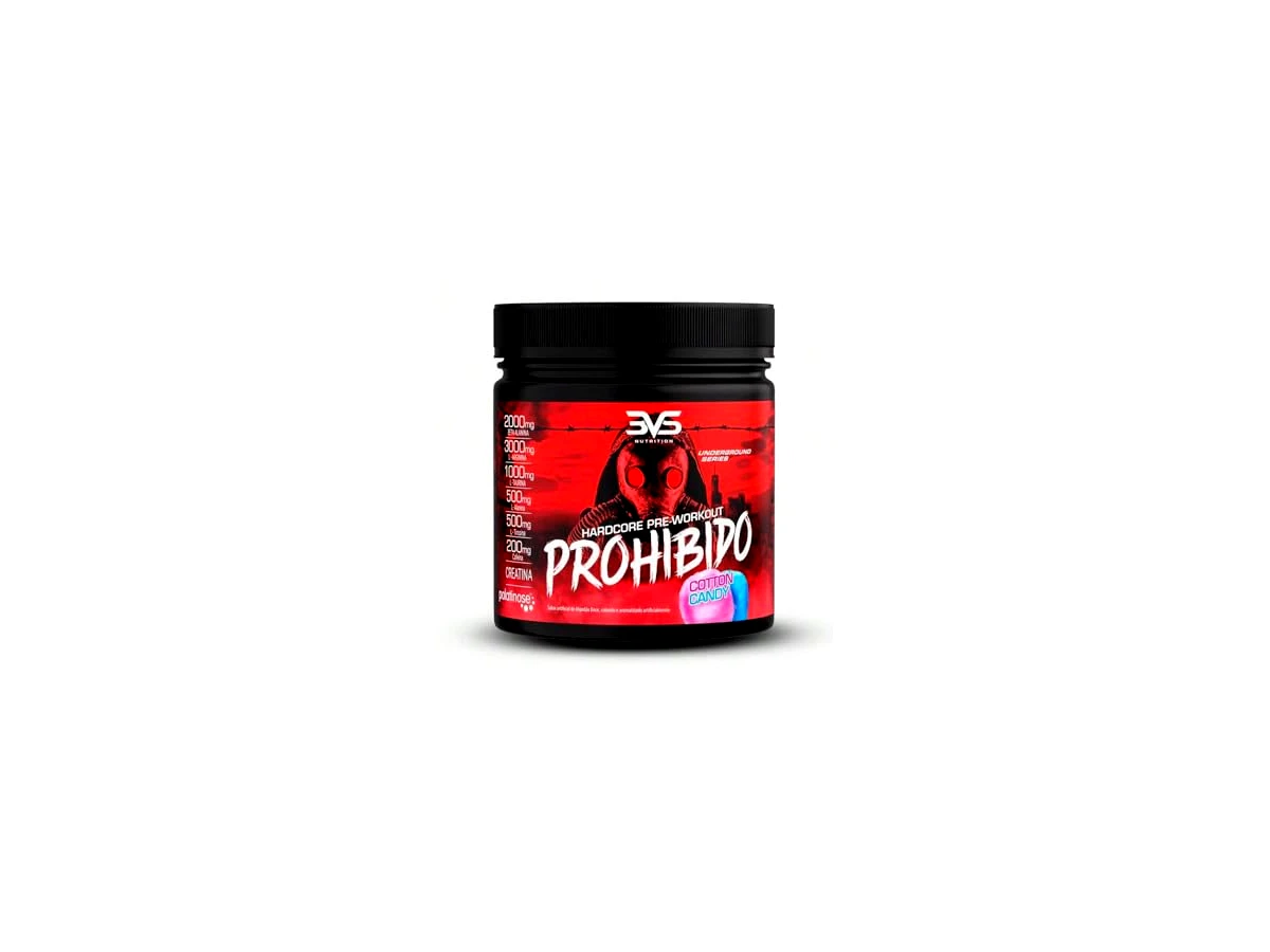 Pré-Treino Prohibido Hardcore 360g Sabor Algodão Doce - 3VS Nutrition