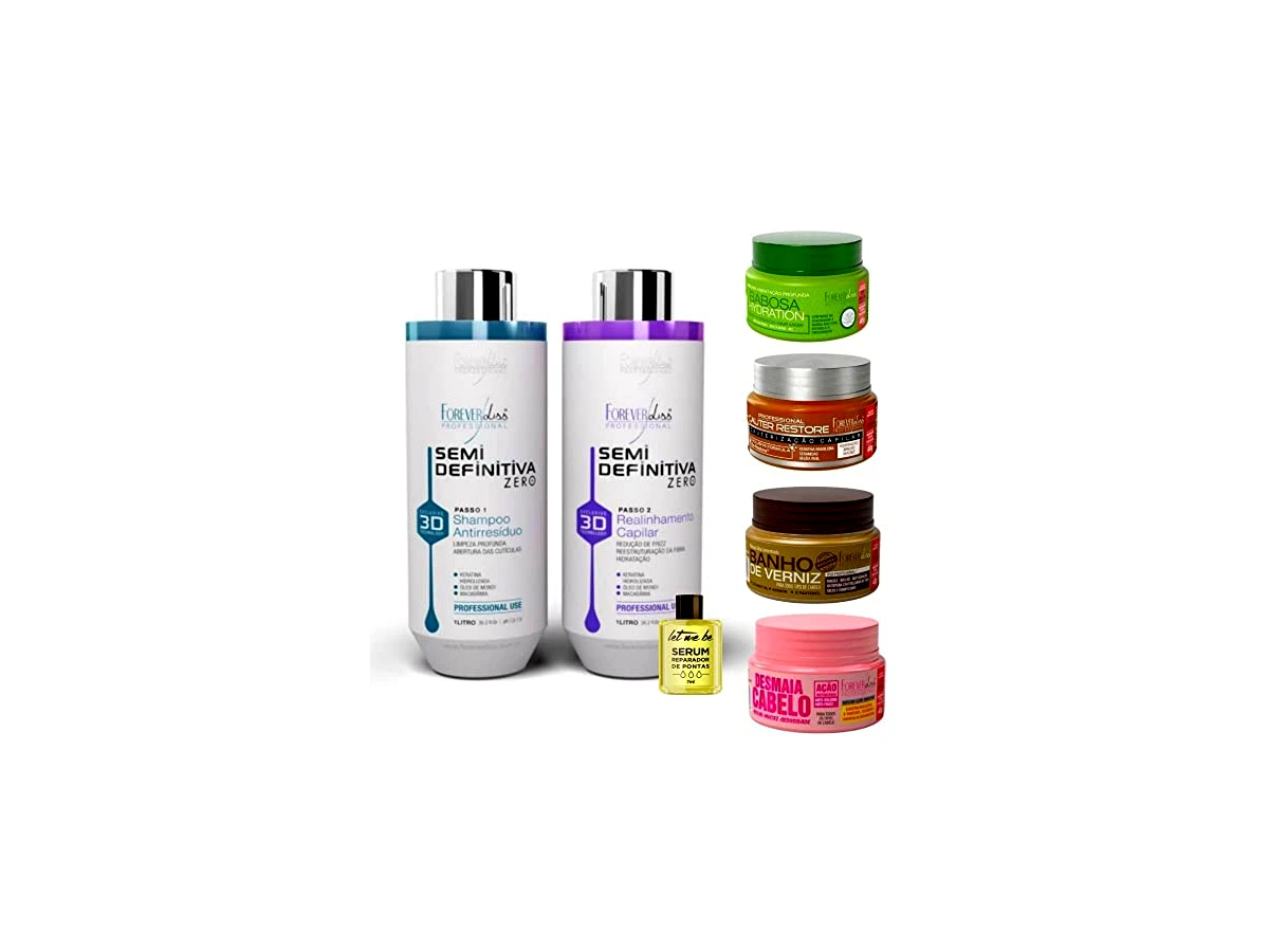 Forever Liss Professional Escova Progressiva Semi Definitiva 3D Zero Formol Passo Único 1 Litro
