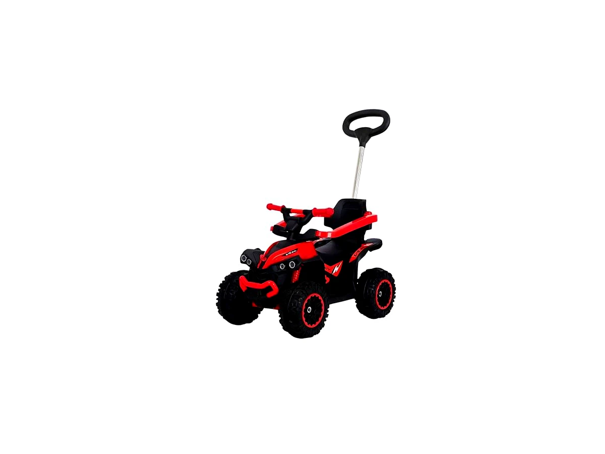 Quadriciclo Elétrico Infantil com Aro de Proteção Haste Direcionável Som e Luz Vermelho
