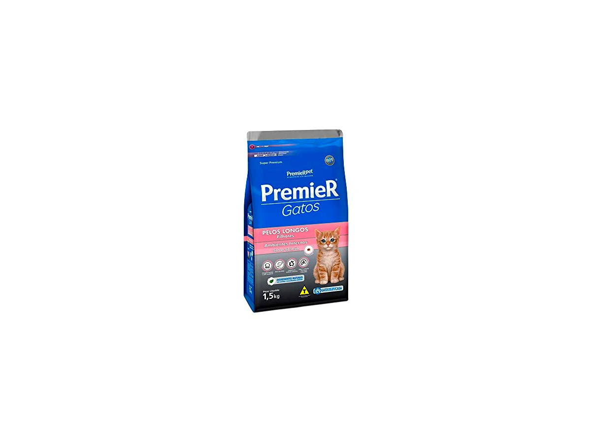 Ração PremieR Pet Gatos Filhotes Pelo Longo Sabor Salmão - 1,5kg