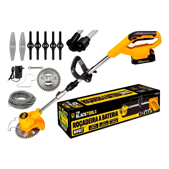 teste Roçadeira a Bateria The Black Tools 750W TCG21C