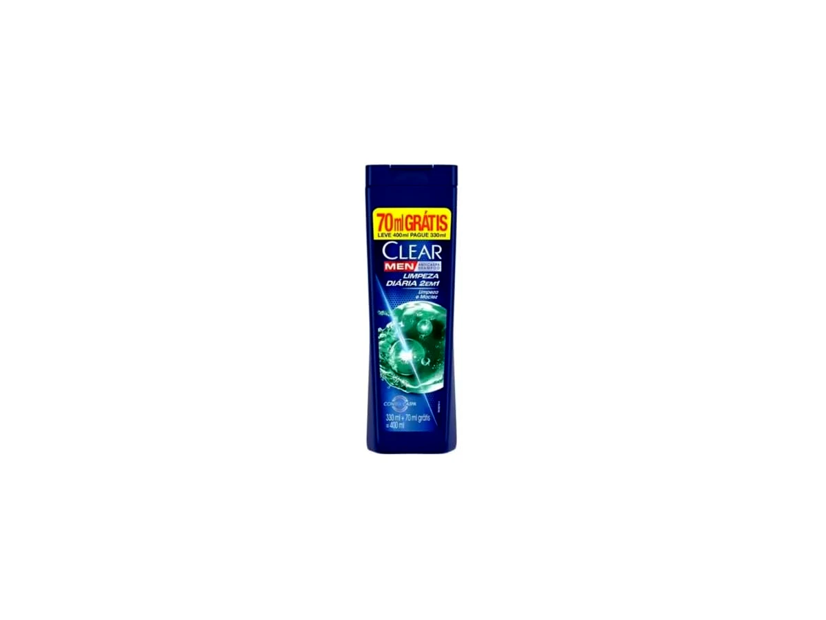 Shampoo Anticaspa Clear Men, Limpeza Diária 2 em 1, Eficaz Contra Caspa, Cabelos Macios, 400 ml