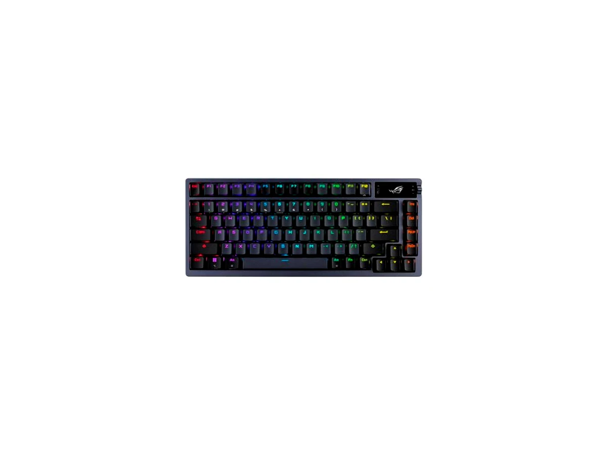 ASUS ROG Azoth 75 Teclado para jogos personalizado sem fio faça você mesmo, tela OLED, montagem em junta, amortecimento de três camadas, interruptores de neve ROG NX pré-lubrificados e estabilizadores