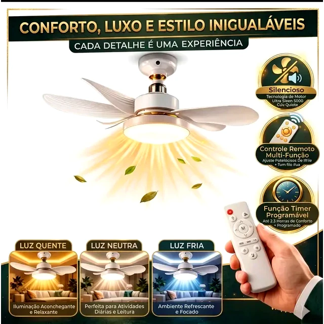 teste Ventilador de Teto Sayonara 6 Pás LED