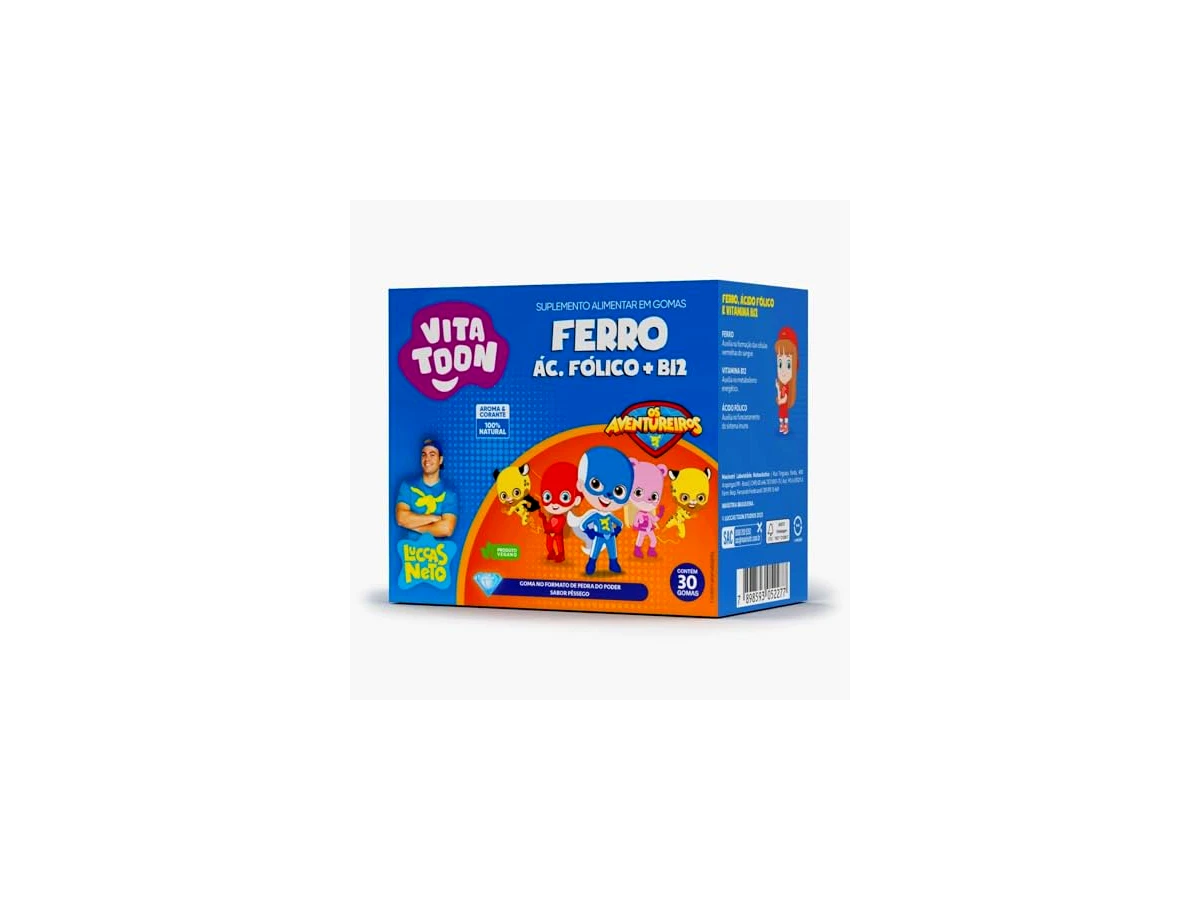 Ferro, Ácido Fólico e Vitamina B12 Kids Vitatton Stitch 30 Gomas - Maxinutri
