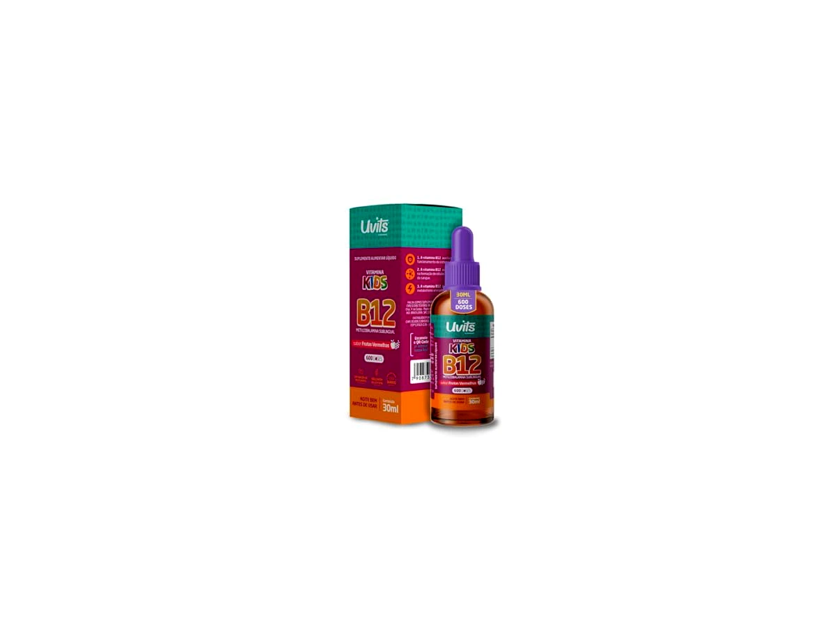 Vitamina B12 Infantil Líquida Sublingual 30ml Sabor Frutas Vermelhas - Uvits