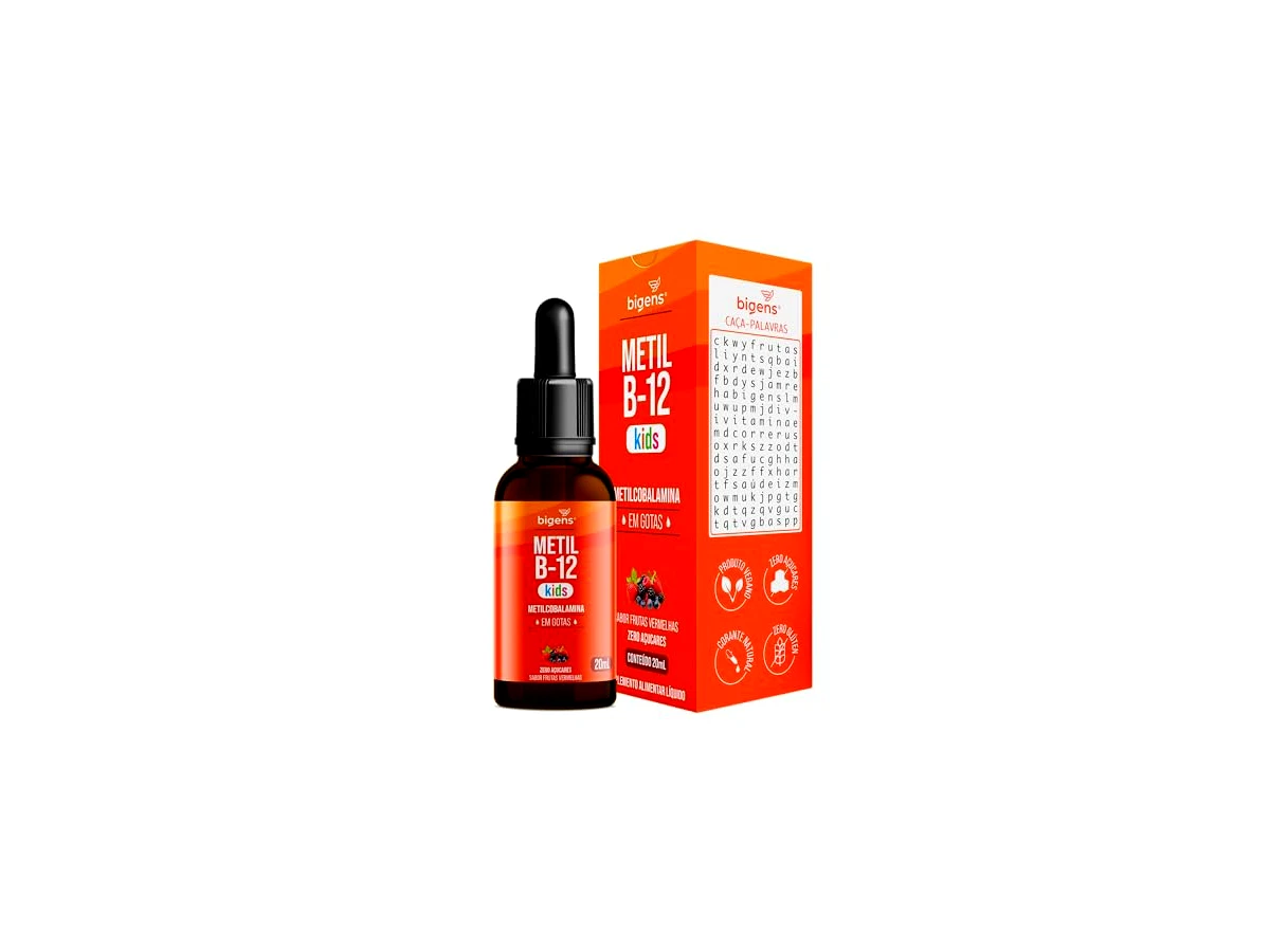 Vitamina B12 Metilcobalamina Kids Gotas 20ml Sabor Frutas Vermelhas - Bigens