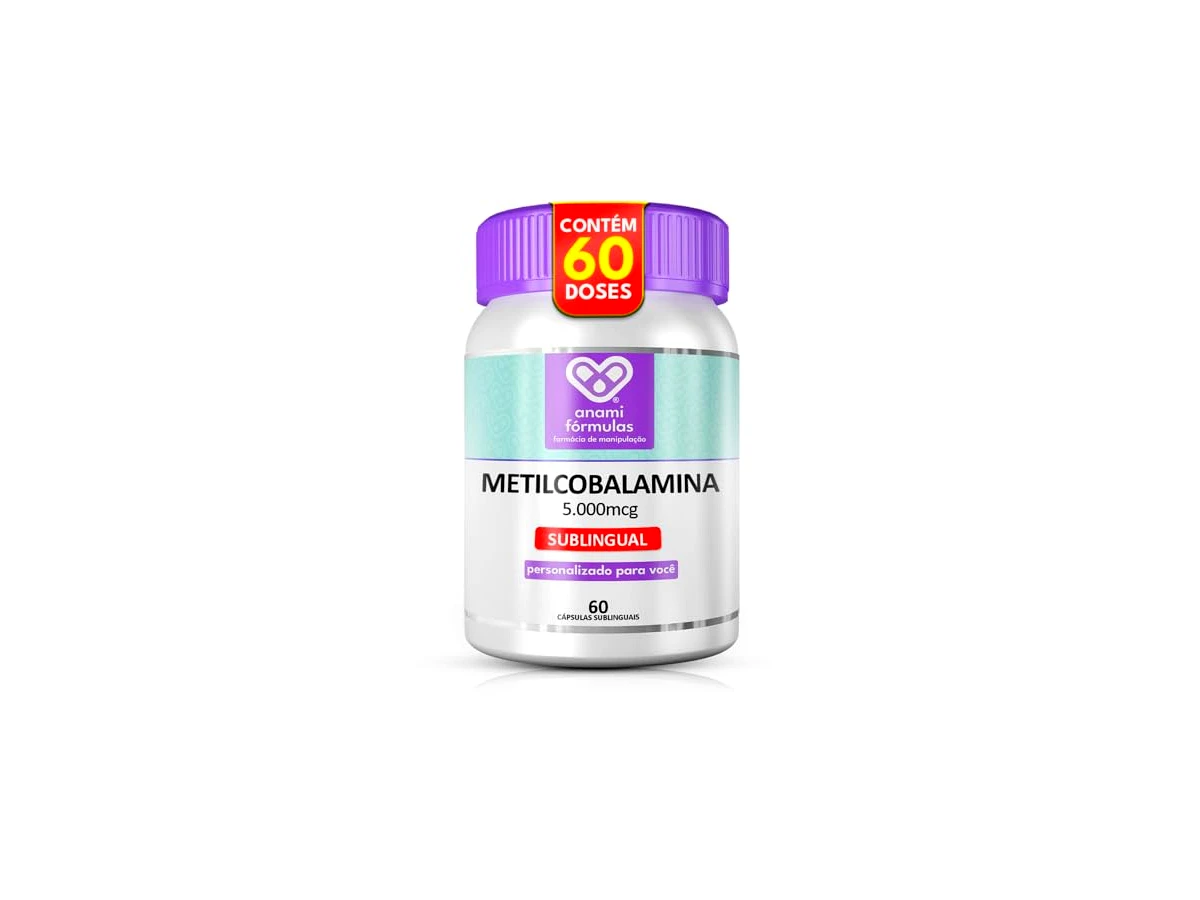 Metilcobalamina 5.000mcg MAX DOSE B12 Ativa SUBLINGUAL de Absorção Rápida – 60 Cápsulas - Suplemento Alimentar Sublingual