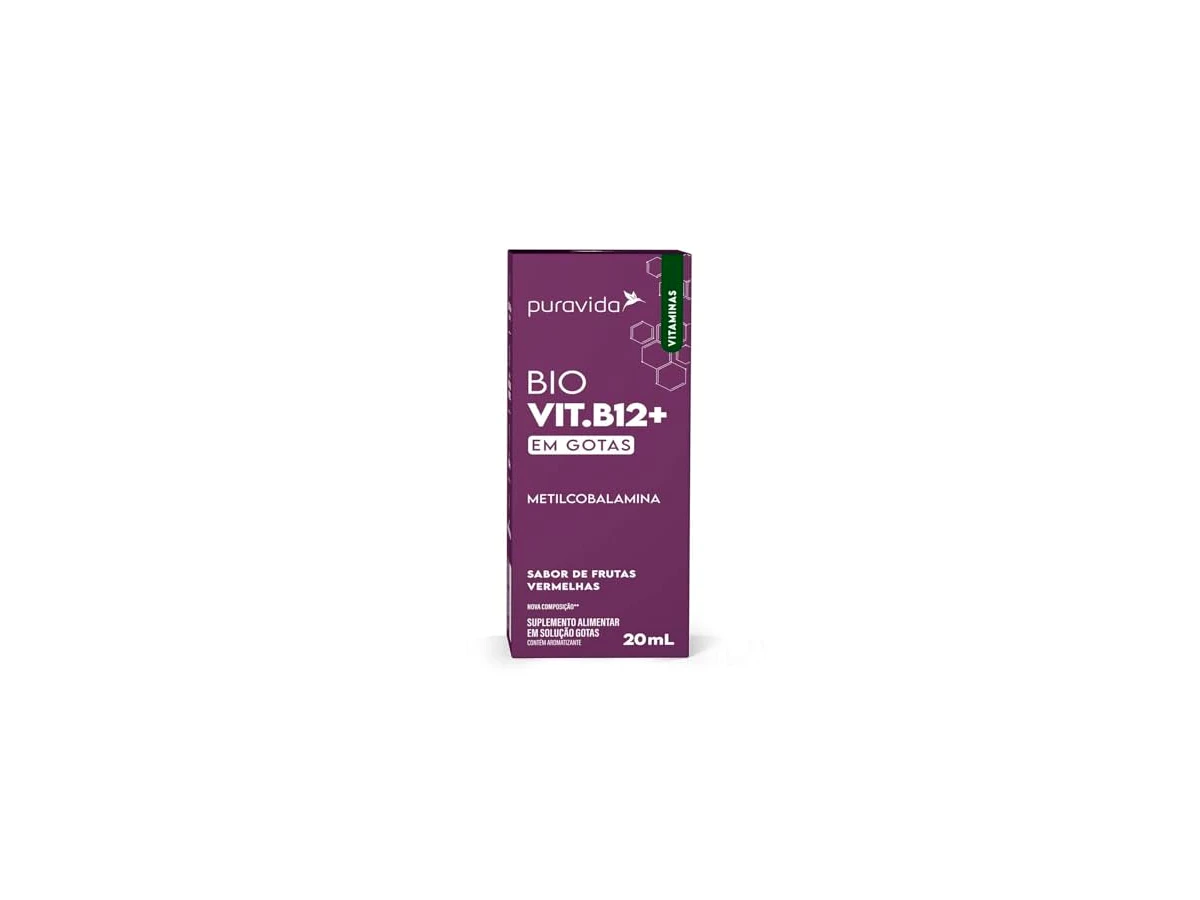 Puravida Vitaminas Bio Vit. B12+ Metilcobalamina Gotas Sabor Frutas Vermelhas 20ml