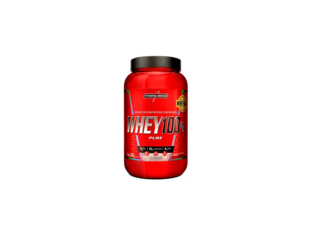 Integralmédica Whey 100% Pure Pote - Sabor Morango (900g)