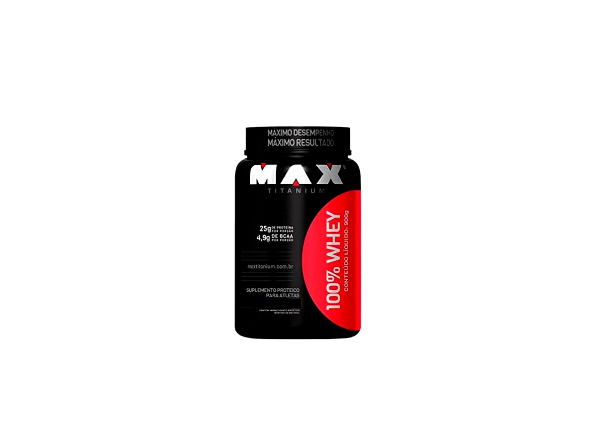 Max Titanium 100% Whey Protein Concentrado Pote - Sabor Vitamina de Frutas (900g)
