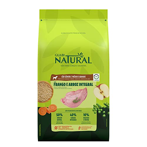 Ração Guabi Natural Cães Sênior Porte Médio e Grande Frango e Arroz Integral 12 kg