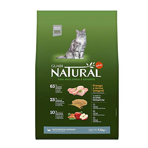 Ração Guabi Natural Gatos Sênior Castrados Frango e Arroz Integral 1,5 kg