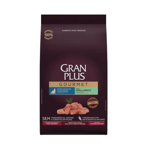 Ração GranPlus Gourmet Gatos Adultos Castrados Peru e Arroz 10,1 kg